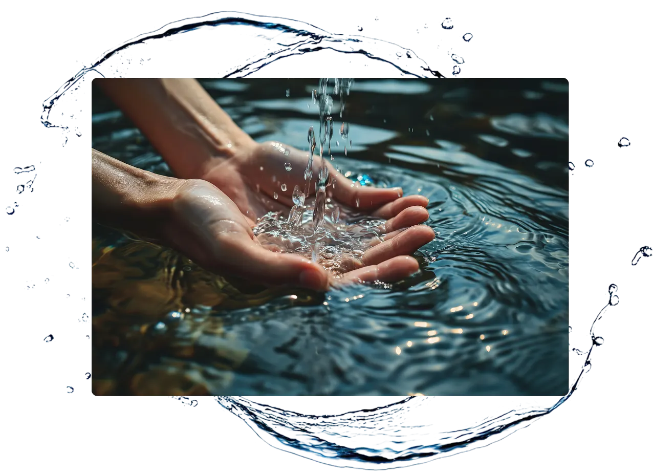 Clean water in hands